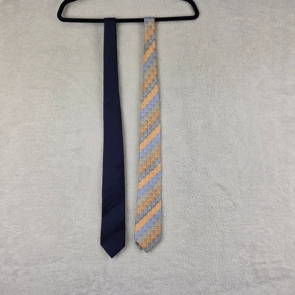 Michael Kors Navy & Kenneth Cole Reaction Geometric Silk Tie Bundle 2pc